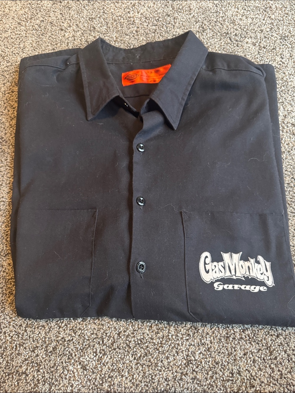 Dickies Black Button-Down Work Shirt with Gas Monkey Garage Patch -2XL